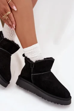 Śniegowce Z Naturalnego Zamszu Ocieplane Futerkiem Vinceza 97961 Czarne