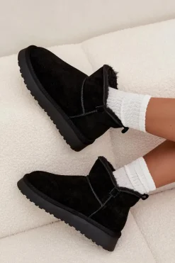 Śniegowce Z Naturalnego Zamszu Ocieplane Futerkiem Vinceza 97961 Czarne