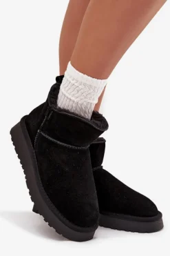 Śniegowce Z Naturalnego Zamszu Ocieplane Futerkiem Vinceza 97961 Czarne