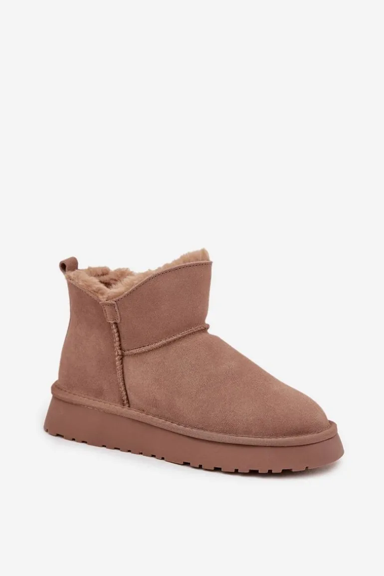 Śniegowce Z Naturalnego Zamszu Ocieplane Futerkiem Vinceza 97961 Beżowe