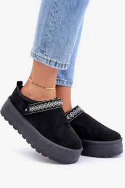 Śniegowce Z Ozdobnym Haftem Czarne Selithria