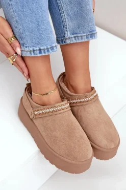 Śniegowce Z Ozdobnym Haftem Beżowe Selithria