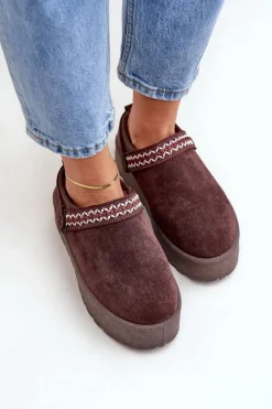 Śniegowce Z Ozdobnym Haftem Czekoladowe Selithria