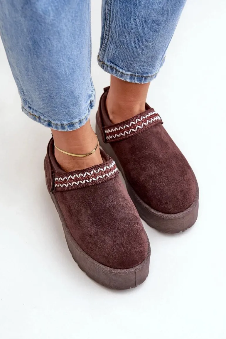 Śniegowce Z Ozdobnym Haftem Czekoladowe Selithria