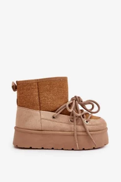 Śniegowce Z Wiązaniem Na Platformie Brązowe Mavora