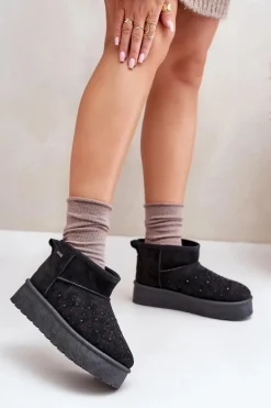 Śniegowce Ze Zdobieniem Na Platformie Big Star OO274A105 Czarne