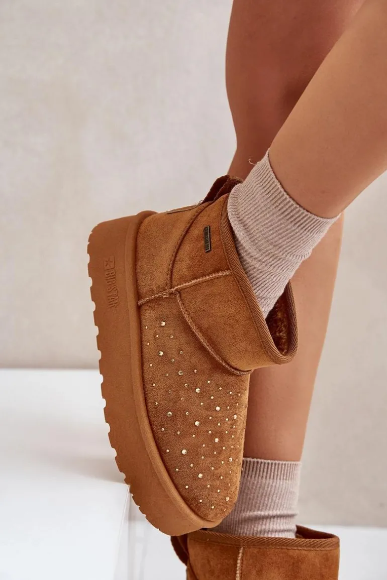 Śniegowce Ze Zdobieniem Na Platformie Big Star OO274A104 Camel