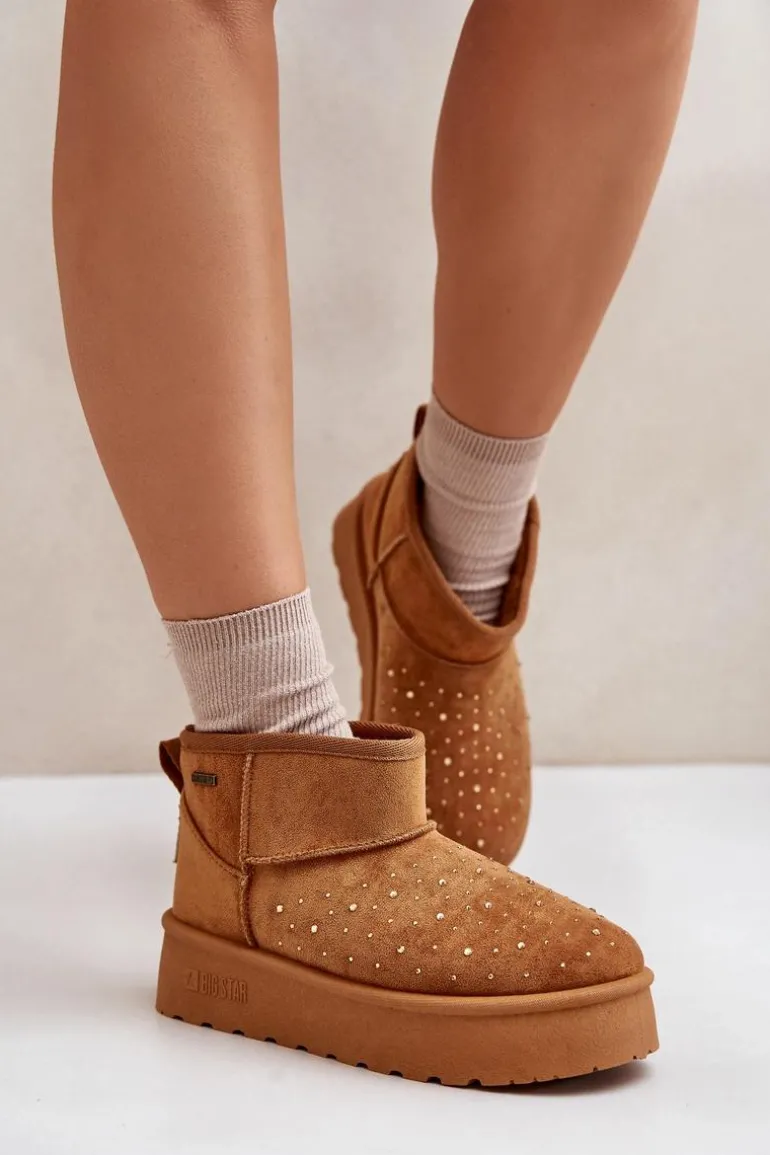 Śniegowce Ze Zdobieniem Na Platformie Big Star OO274A104 Camel