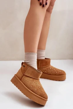 Śniegowce Ze Zdobieniem Na Platformie Big Star OO274A104 Camel