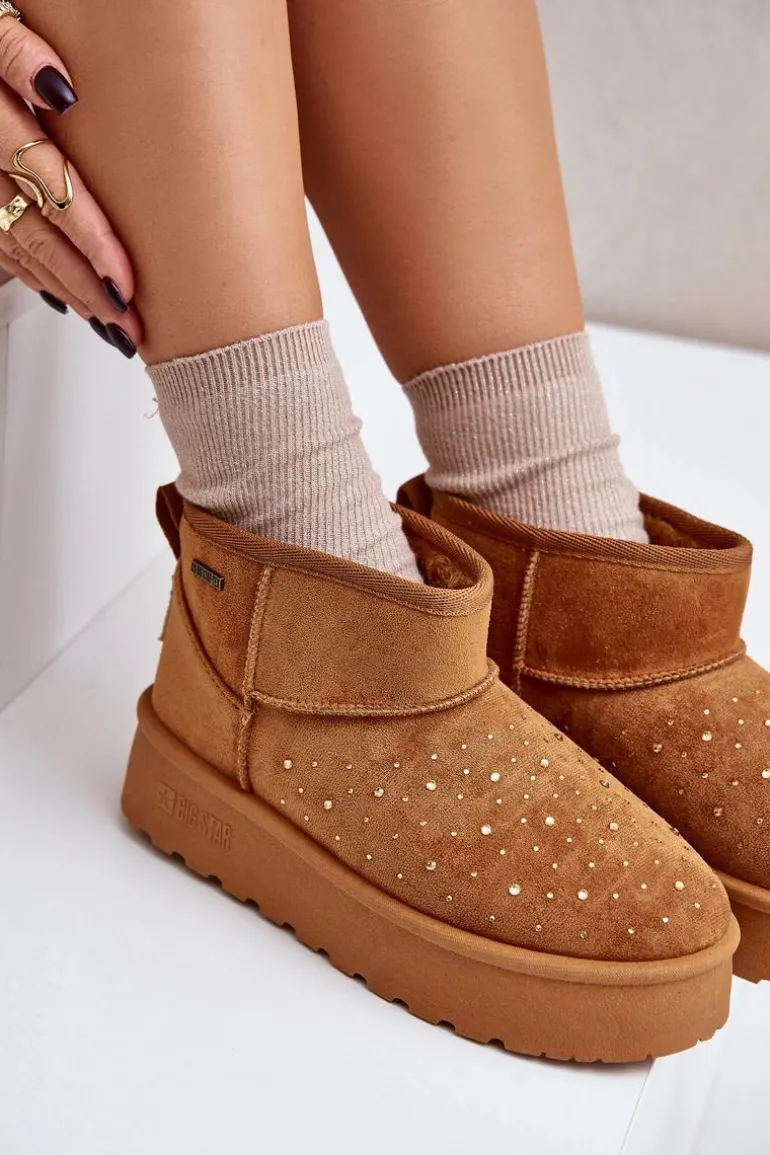 Śniegowce Ze Zdobieniem Na Platformie Big Star OO274A104 Camel