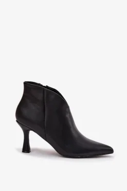 Niskie Botki Damskie Na Szpilce Czarne Jolivra