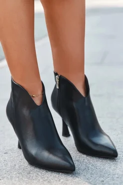 Niskie Botki Damskie Na Szpilce Czarne Jolivra