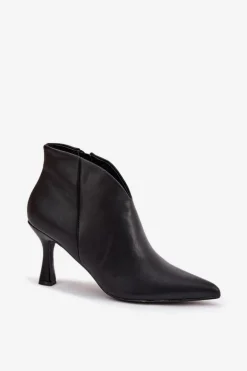Niskie Botki Damskie Na Szpilce Czarne Jolivra