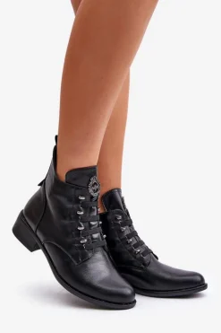 Niskie Botki Ocieplane Na Zamek Z Ozdobą Czarne Nevalia