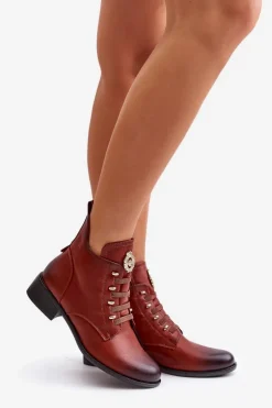 Niskie Botki Ocieplane Na Zamek Z Ozdobą Brązowe Nevalia