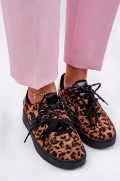 Niskie Buty Sportowe Damskie W Panterkę Brązowe Zelevelis