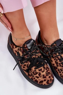 Niskie Buty Sportowe Damskie W Panterkę Brązowe Zelevelis