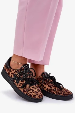 Niskie Buty Sportowe Damskie W Panterkę Brązowe Zelevelis