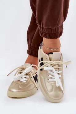 Niskie Buty Sportowe Damskie Złote Zelevelis