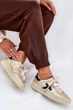 Niskie Buty Sportowe Damskie Złote Zelevelis