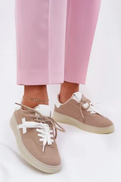 Niskie Buty Sportowe Damskie Beżowe Zelevelis