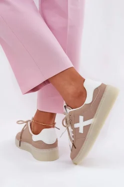 Niskie Buty Sportowe Damskie Beżowe Zelevelis