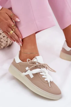 Niskie Buty Sportowe Damskie Beżowe Zelevelis