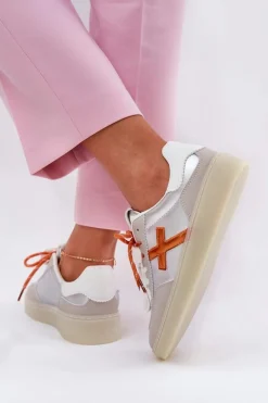 Niskie Buty Sportowe Damskie Srebrne Zelevelis