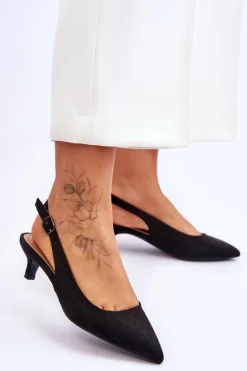 Niskie Czółenka W Szpic Czarne Lia