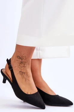 Niskie Czółenka W Szpic Czarne Lia