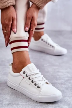 Niskie Damskie Materiałowe Trampki Big Star KK274003 Białe