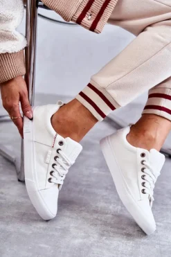 Niskie Damskie Materiałowe Trampki Big Star KK274003 Białe