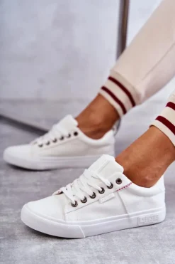 Niskie Damskie Materiałowe Trampki Big Star KK274003 Białe