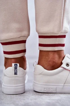 Niskie Damskie Materiałowe Trampki Big Star KK274003 Białe