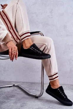 Niskie Damskie Materiałowe Trampki Big Star KK274004 Czarne