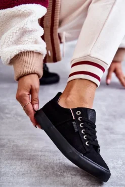 Niskie Damskie Materiałowe Trampki Big Star KK274004 Czarne