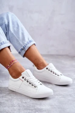 Niskie Damskie Skórzane Trampki Big Star KK274005 Białe