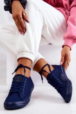 Niskie Damskie Tenisówki Big Star JJ274067 Granatowe