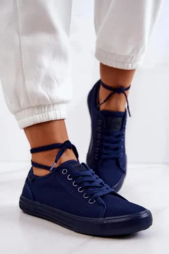 Niskie Damskie Tenisówki Big Star JJ274067 Granatowe