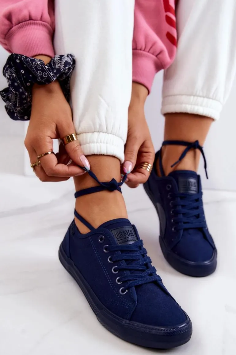 Niskie Damskie Tenisówki Big Star JJ274067 Granatowe