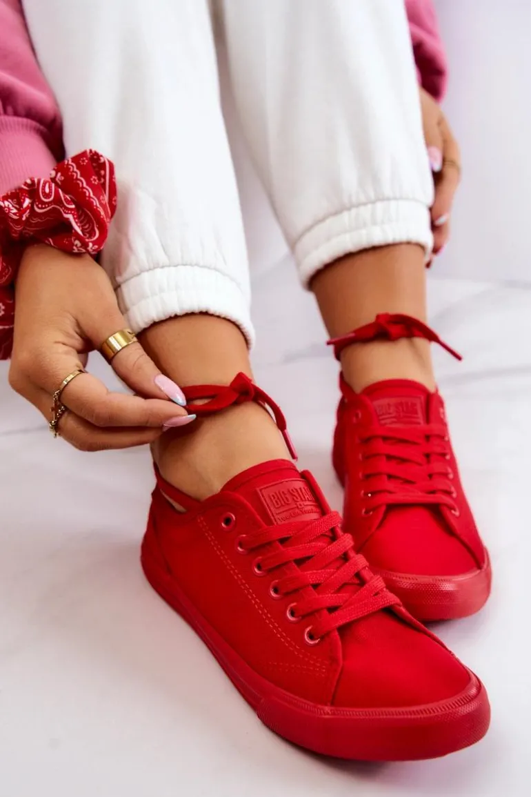 Niskie Damskie Tenisówki Big Star JJ274068 Czerwone