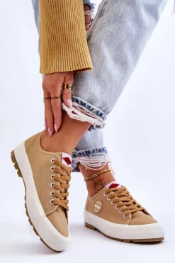 Niskie Damskie Trampki Na Platformie Lee Cooper LCW-23-44-1655L Beżowe