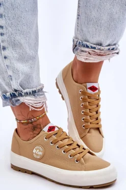 Niskie Damskie Trampki Na Platformie Lee Cooper LCW-23-44-1655L Beżowe