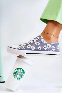 Niskie Damskie Trampki W Kwiaty Niebieskie Janey