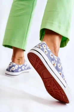 Niskie Damskie Trampki W Kwiaty Niebieskie Janey