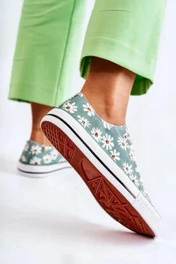 Niskie Damskie Trampki W Kwiaty Zielone Janey