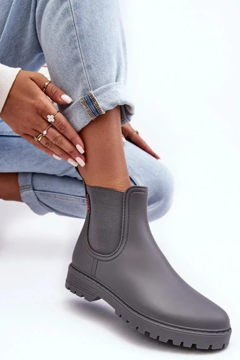 Niskie Kalosze Damskie Szare Birella