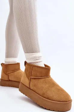 Niskie Śniegowce Damskie Na Platformie Camel Kallins