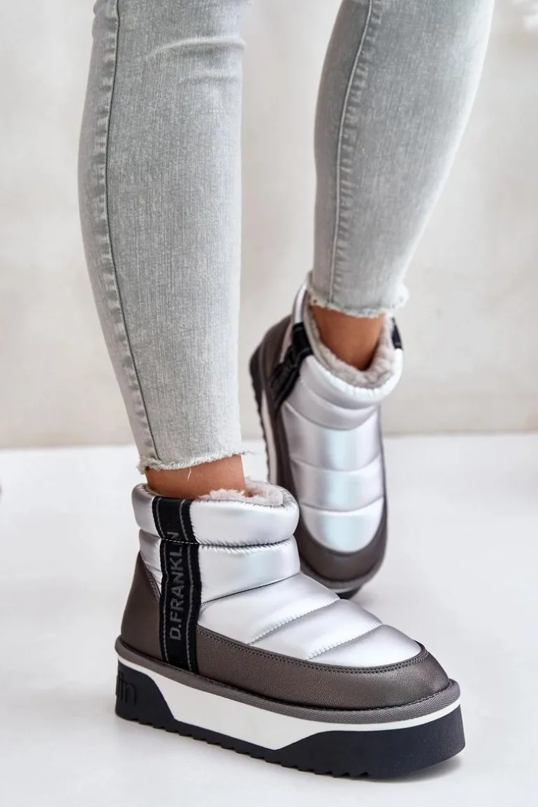 Niskie Śniegowce Na Grubej Podeszwie D.Franklin DFSH371010 Srebrne