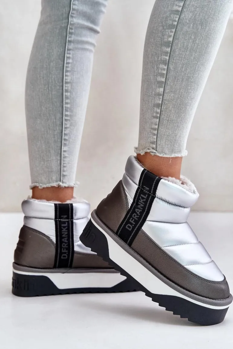 Niskie Śniegowce Na Grubej Podeszwie D.Franklin DFSH371010 Srebrne